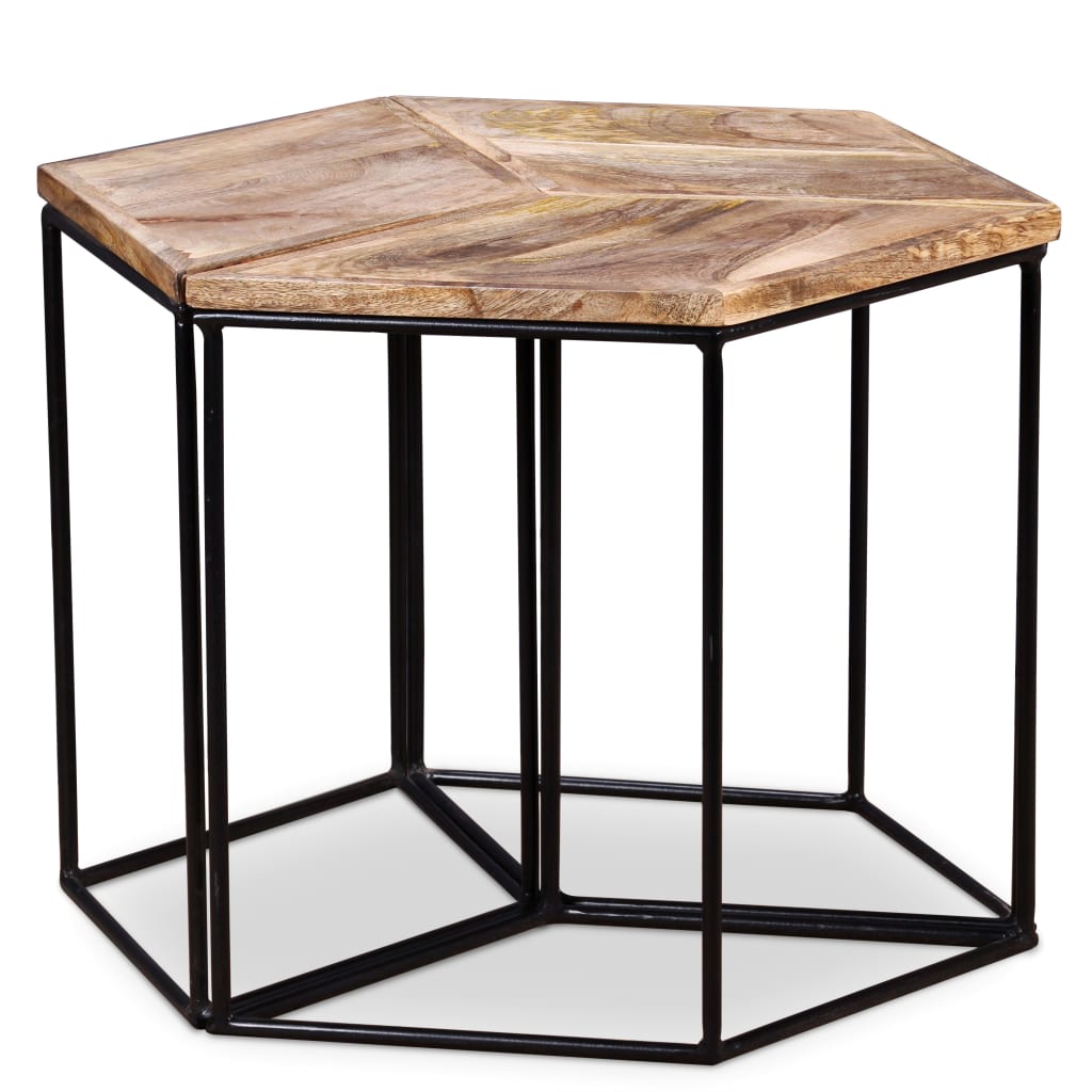 Mesa De Centro De Madera Maciza De Mango 56X48X40 Cm