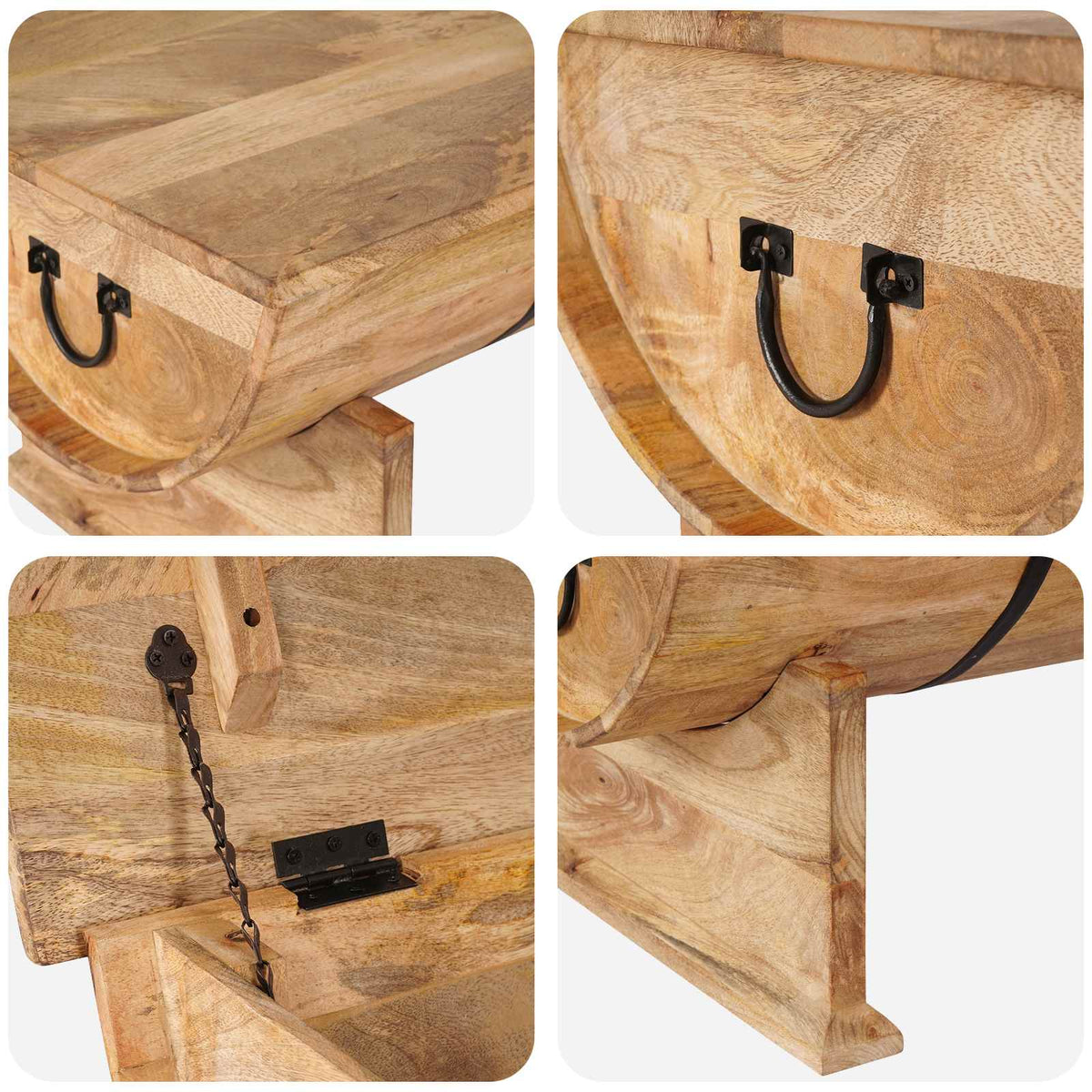 Mesa De Centro De Madera Maciza De Mango 88X50X40 Cm