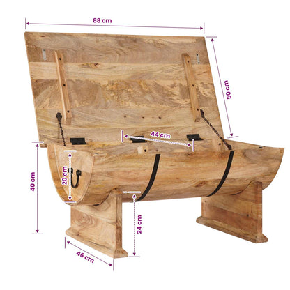 Mesa De Centro De Madera Maciza De Mango 88X50X40 Cm