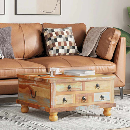 Mesa De Centro De Madera De Mango Rugosa 70X70X40 Cm