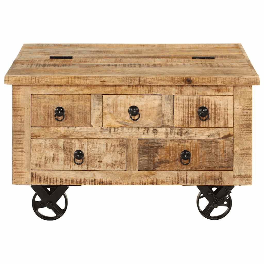 Mesa De Centro De Madera De Mango Rugosa 70X70X40 Cm