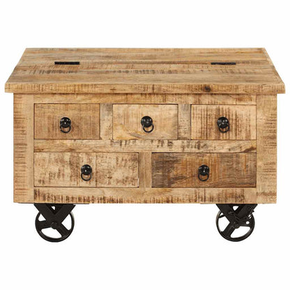 Mesa De Centro De Madera De Mango Rugosa 70X70X40 Cm