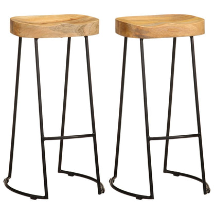 Taburetes De Barra De Cocina 2 Unidades Madera Maciza De Mango