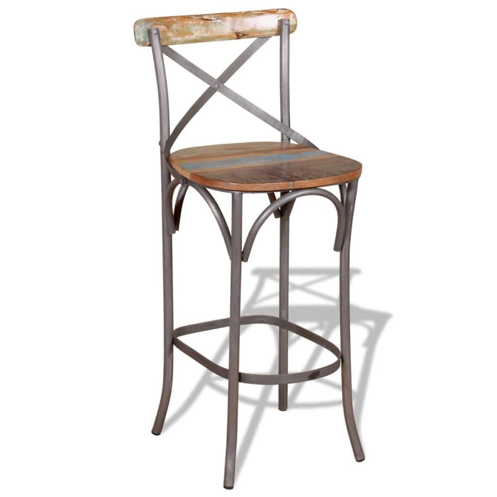 Taburete De Barra De Cocina Madera Maciza Reciclada