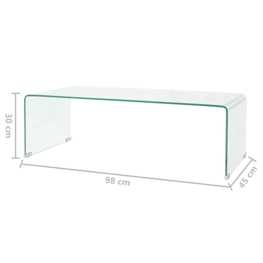 Mesa De Centro De Vidrio Templado Transparente 98X45X30 Cm