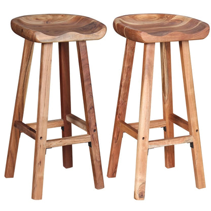 Taburetes De Barra De Cocina 2 Unidades Madera Maciza De Acacia