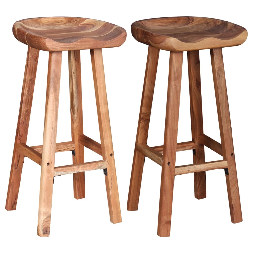 Taburetes De Barra De Cocina 2 Unidades Madera Maciza De Acacia