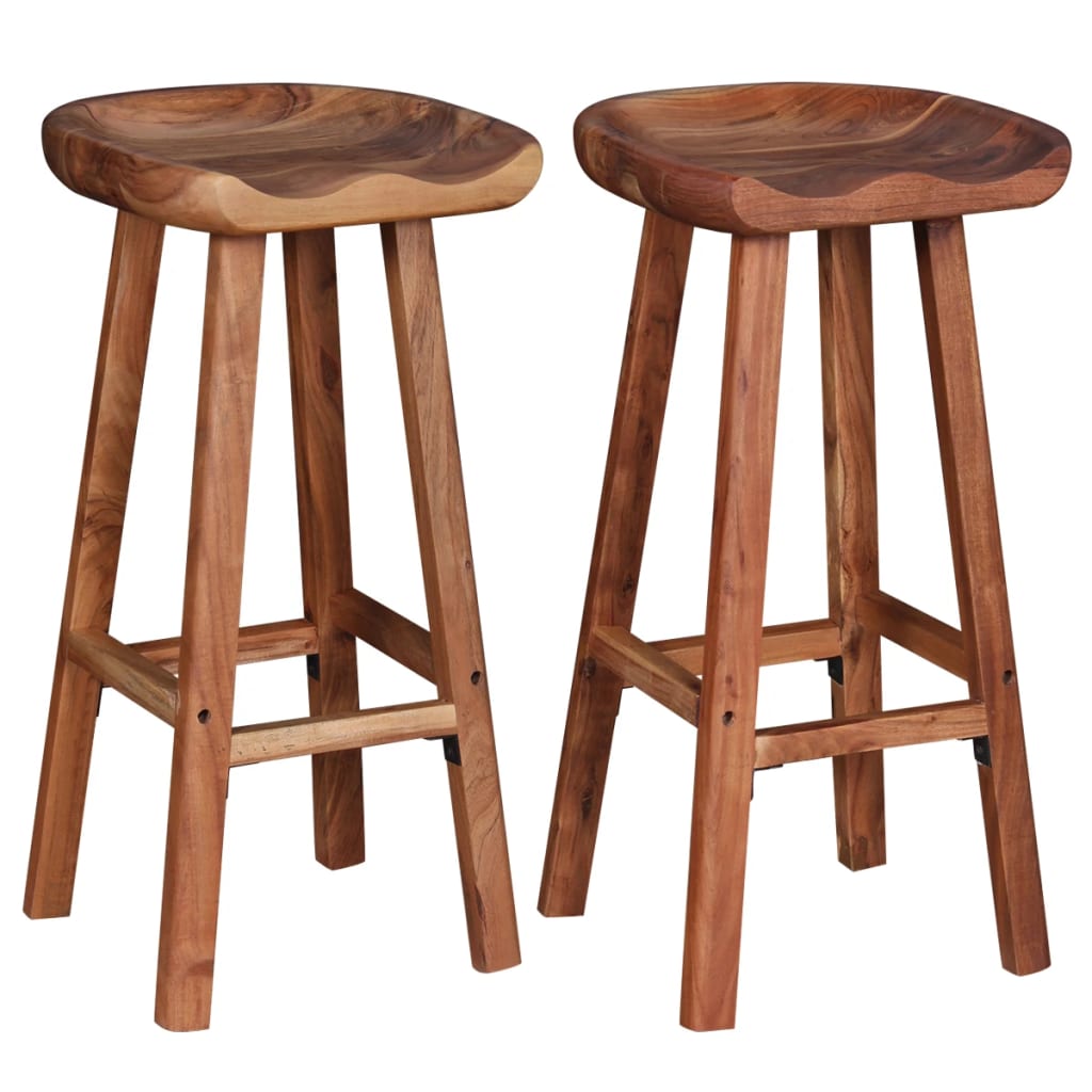 Taburetes De Barra De Cocina 2 Unidades Madera Maciza De Acacia