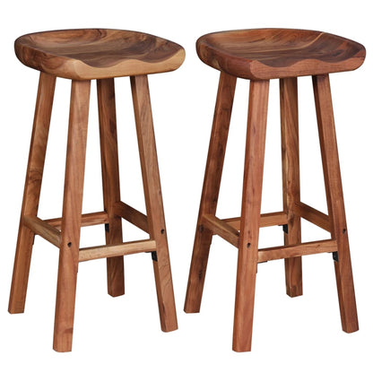 Taburetes De Barra De Cocina 2 Unidades Madera Maciza De Acacia