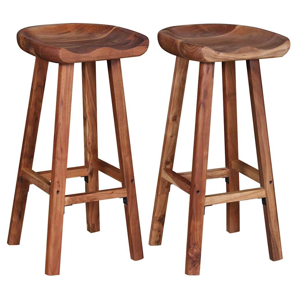 Taburetes De Barra De Cocina 2 Unidades Madera Maciza De Acacia