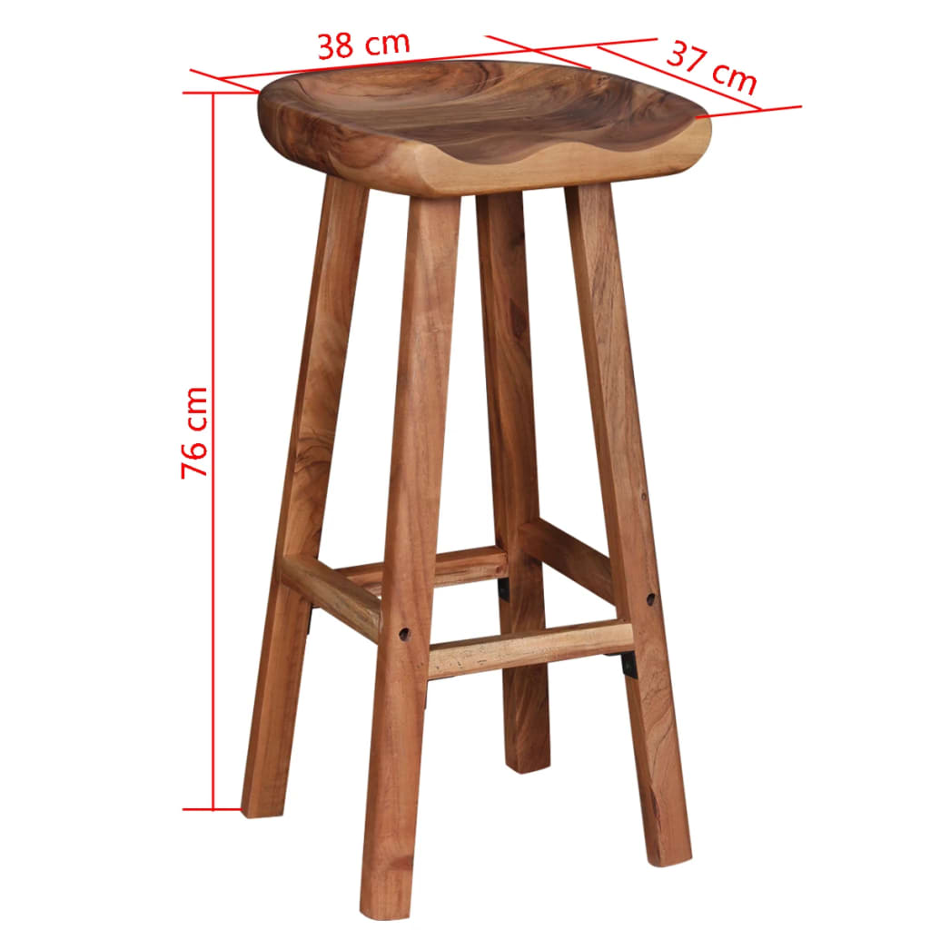 Taburetes De Barra De Cocina 2 Unidades Madera Maciza De Acacia