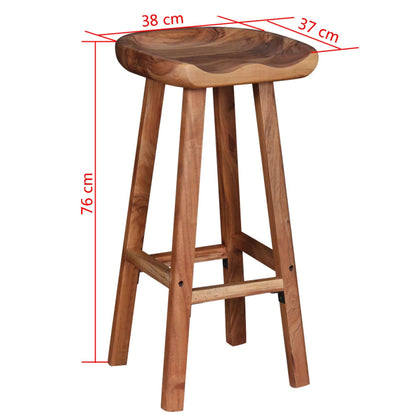 Taburetes De Barra De Cocina 2 Unidades Madera Maciza De Acacia