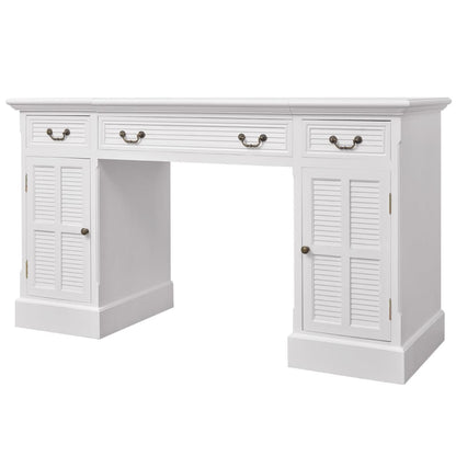 Escritorio De Pedestal Doble Blanco 140X48X80 Cm