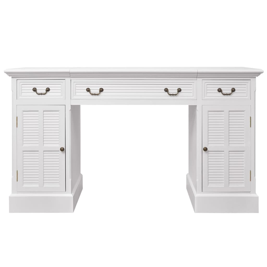 Escritorio De Pedestal Doble Blanco 140X48X80 Cm