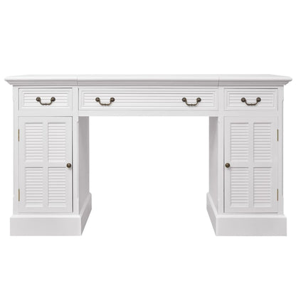 Escritorio De Pedestal Doble Blanco 140X48X80 Cm