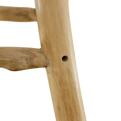 Taburete De Cocina De Piel De Cabra Y Madera De Teca Maciza