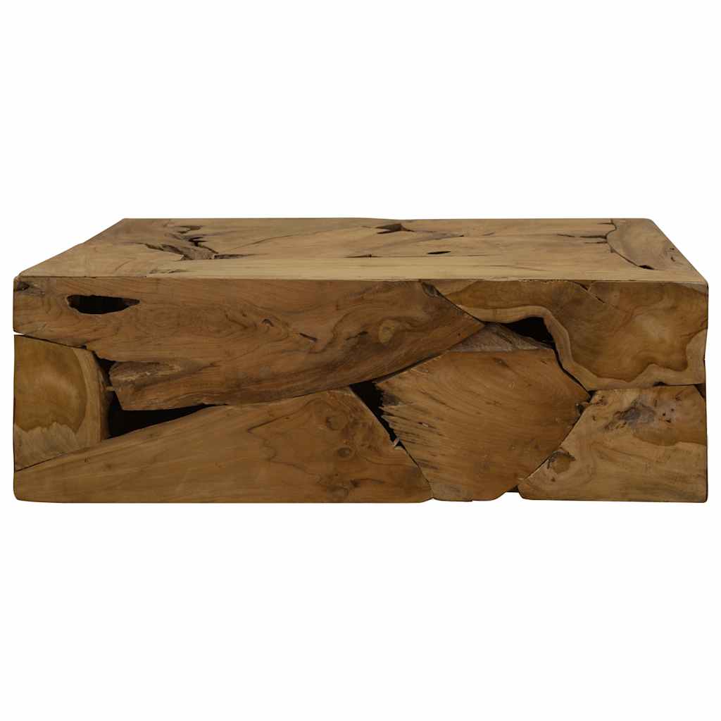 Mesa De Centro De Teca Genuina Marrón 90X50X30 Cm