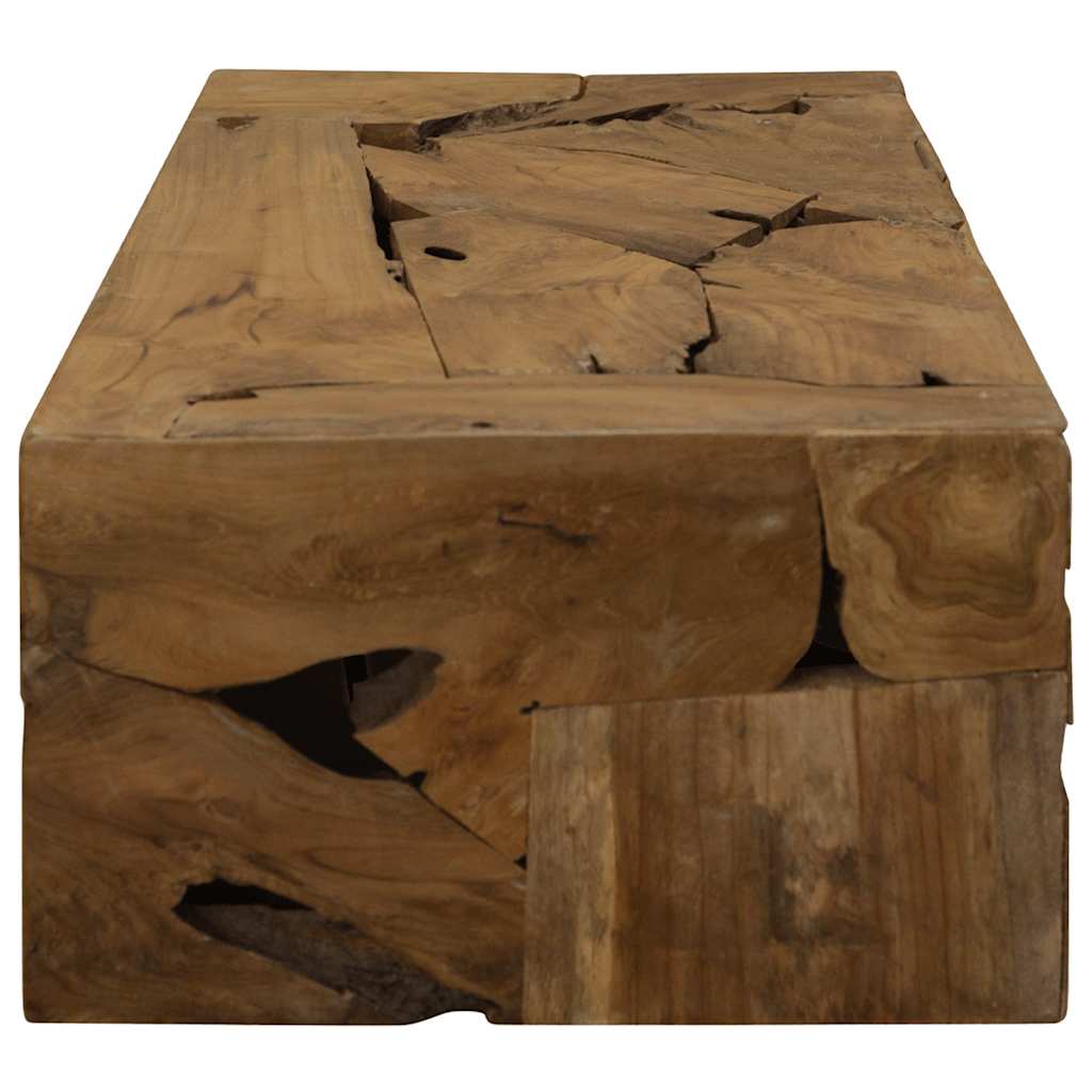 Mesa De Centro De Teca Genuina Marrón 90X50X30 Cm