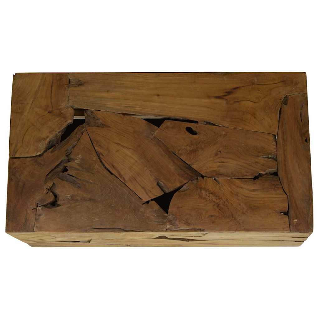 Mesa De Centro De Teca Genuina Marrón 90X50X30 Cm