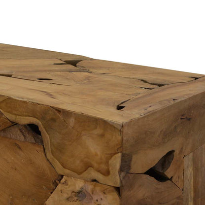 Mesa De Centro De Teca Genuina Marrón 90X50X30 Cm
