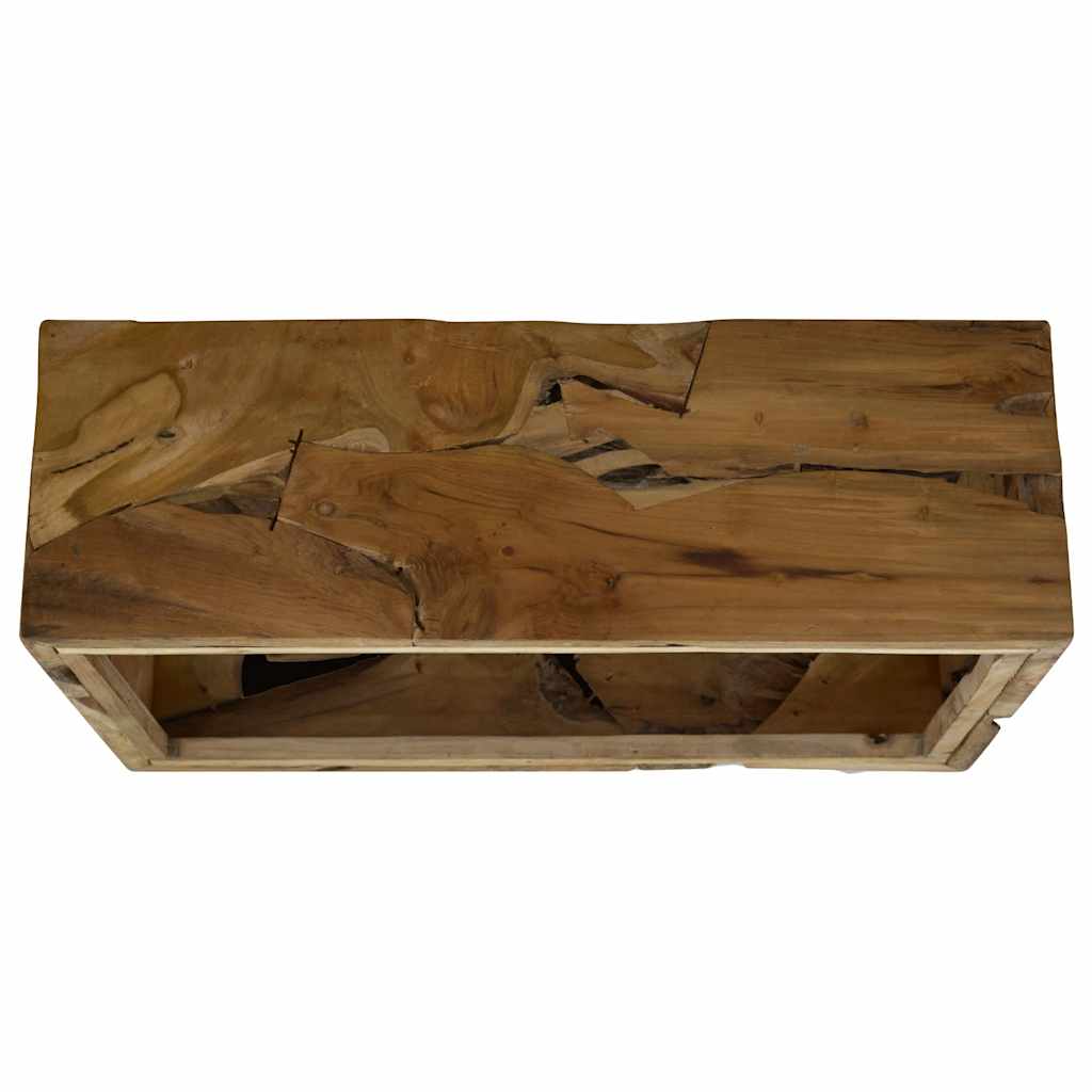 Mesa De Centro De Teca Genuina Marrón 90X50X30 Cm