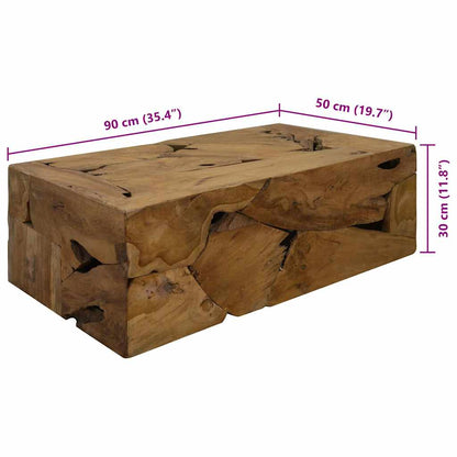 Mesa De Centro De Teca Genuina Marrón 90X50X30 Cm