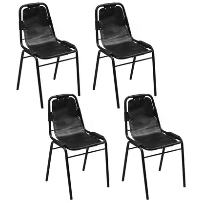 Sillas De Comedor 6 Unidades Cuero Auténtico Negro