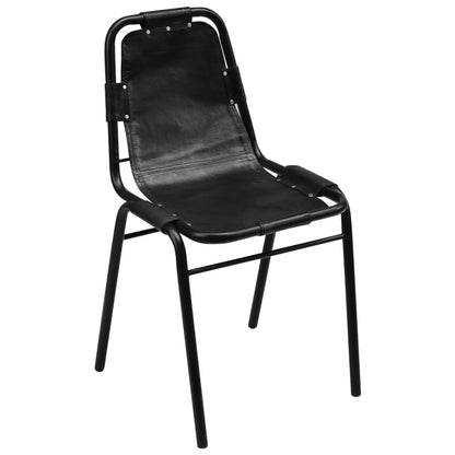 Sillas De Comedor 6 Unidades Cuero Auténtico Negro