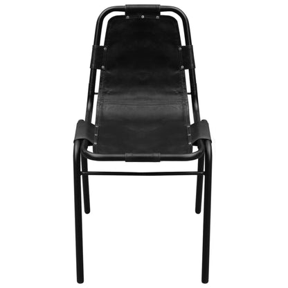 Sillas De Comedor 6 Unidades Cuero Auténtico Negro