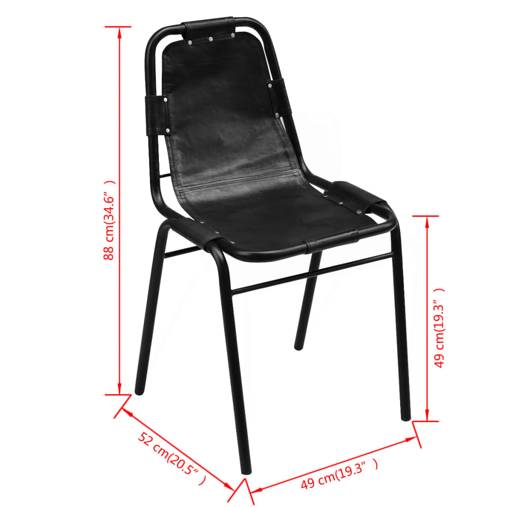 Sillas De Comedor 6 Unidades Cuero Auténtico Negro