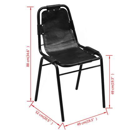 Sillas De Comedor 6 Unidades Cuero Auténtico Negro