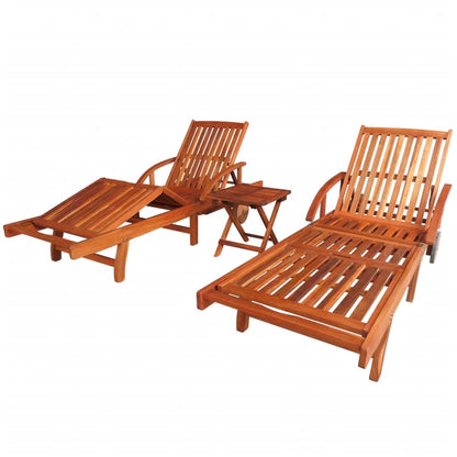 Tumbona Con Cojín Y Mesa Madera Maciza De Acacia