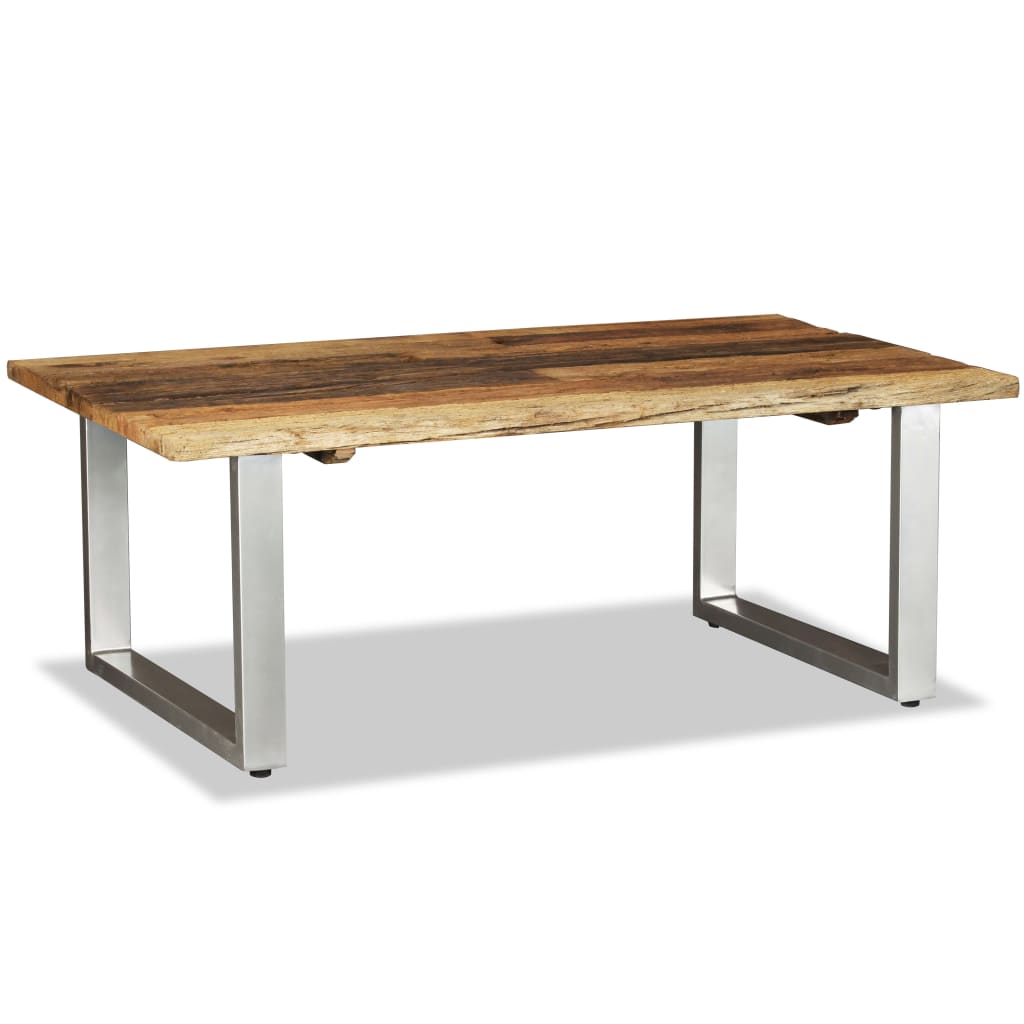 Mesa De Centro Madera Maciza Reciclada 100X60X38 Cm