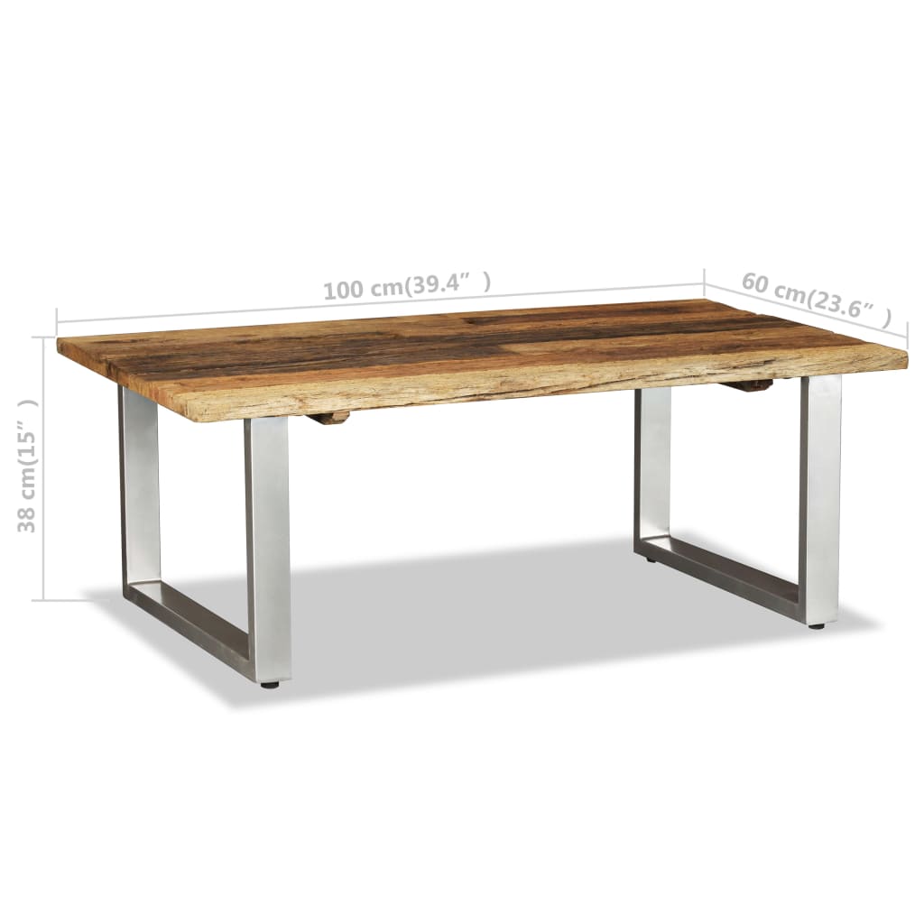 Mesa De Centro Madera Maciza Reciclada 100X60X38 Cm