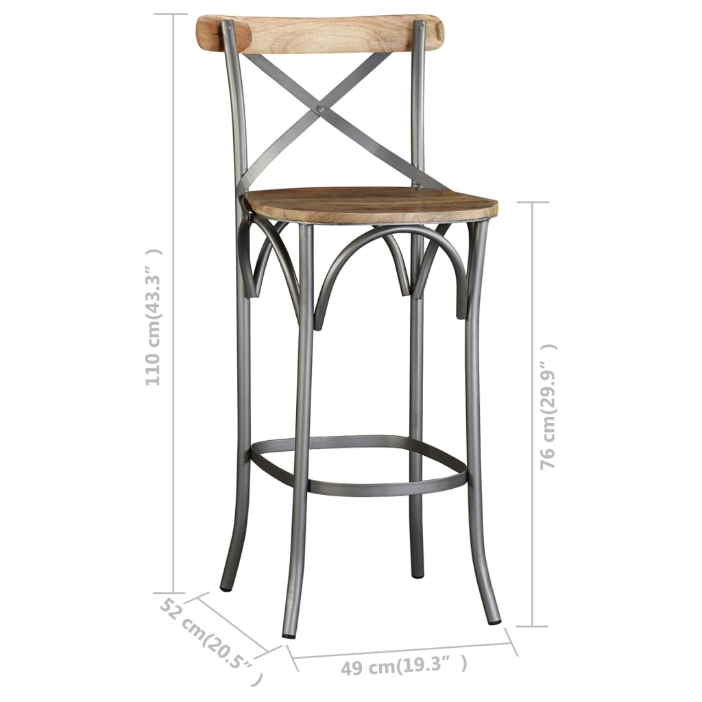 Taburete De Cocina De Madera Maciza De Mango