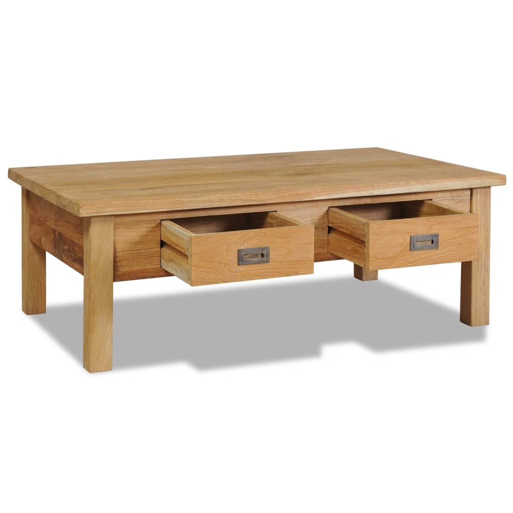 Mesa De Centro Madera De Teca Maciza 100X60X35 Cm