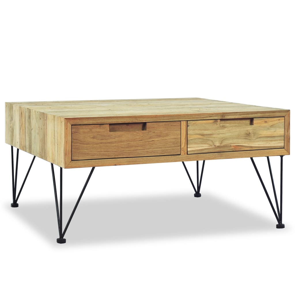 Mesa De Centro De Teca Maciza 80X80X40 Cm