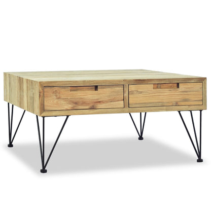 Mesa De Centro De Teca Maciza 80X80X40 Cm