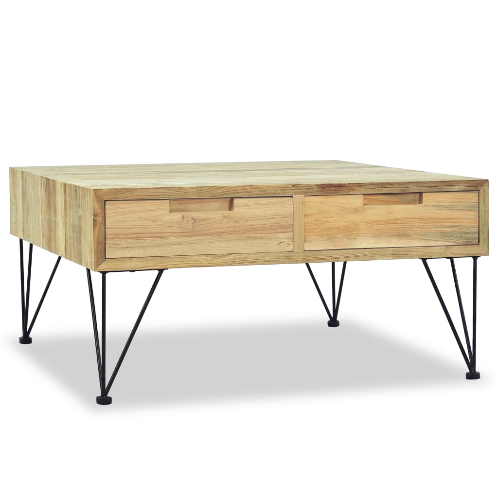 Mesa De Centro De Teca Maciza 80X80X40 Cm