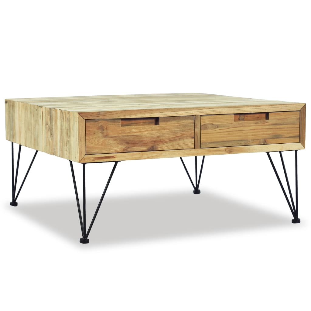 Mesa De Centro De Teca Maciza 80X80X40 Cm