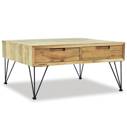 Mesa De Centro De Teca Maciza 80X80X40 Cm