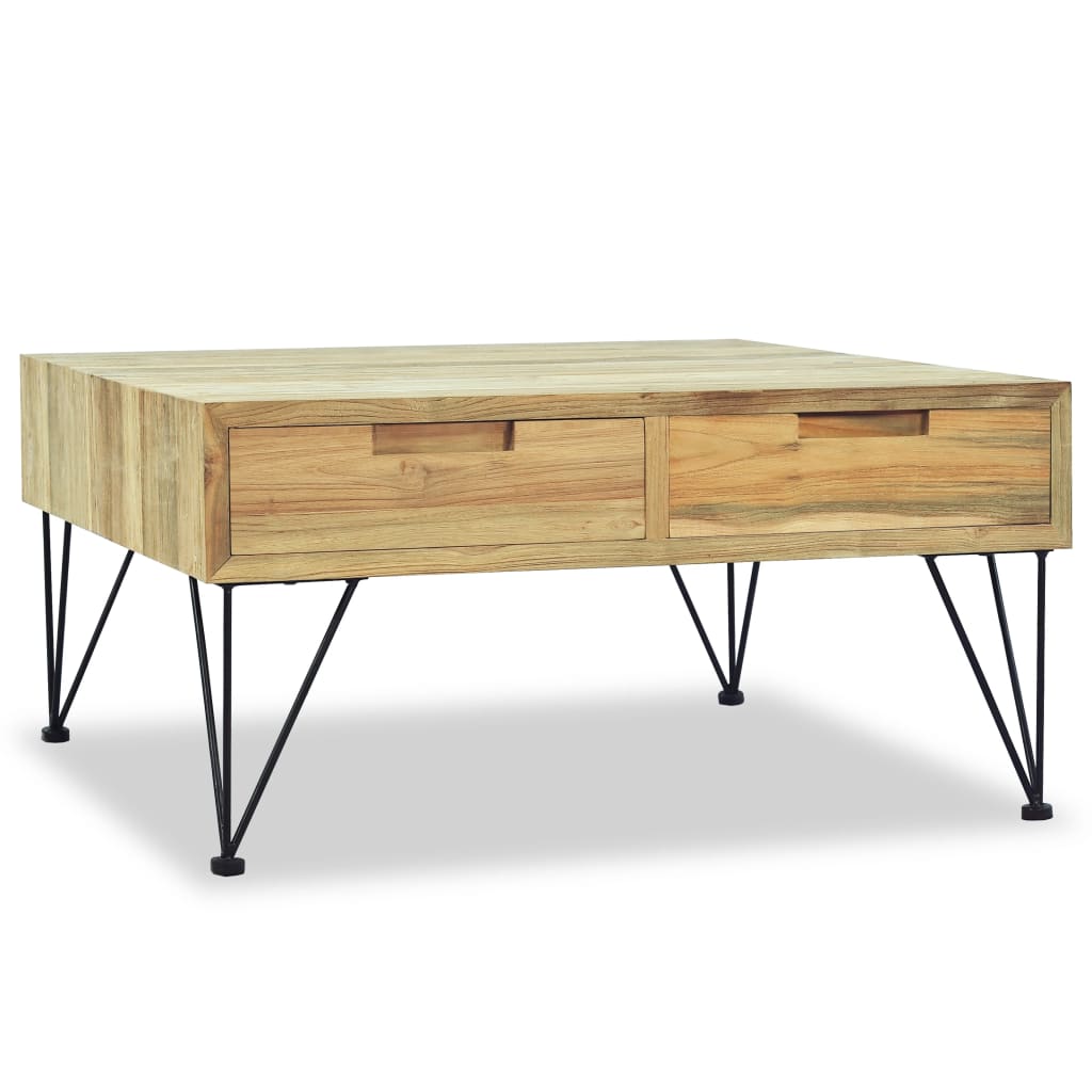 Mesa De Centro De Teca Maciza 80X80X40 Cm
