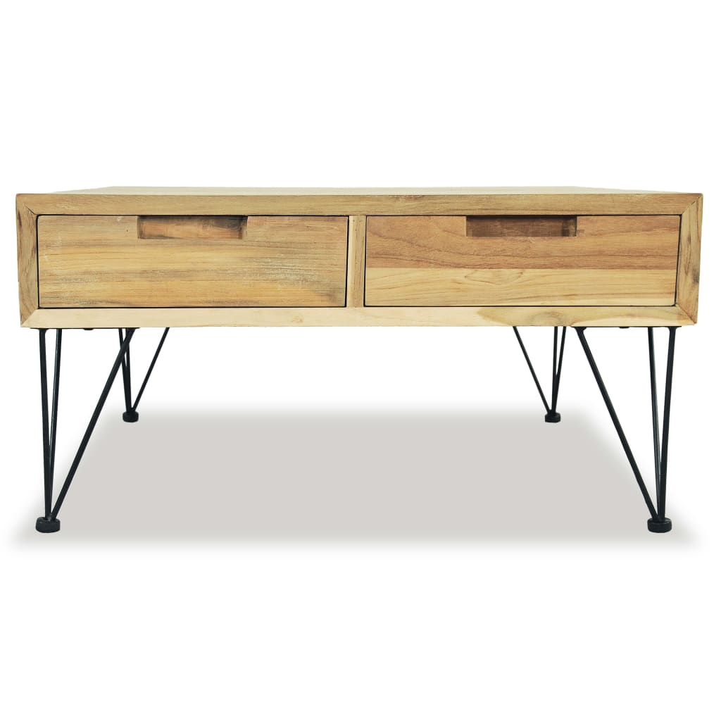 Mesa De Centro De Teca Maciza 80X80X40 Cm