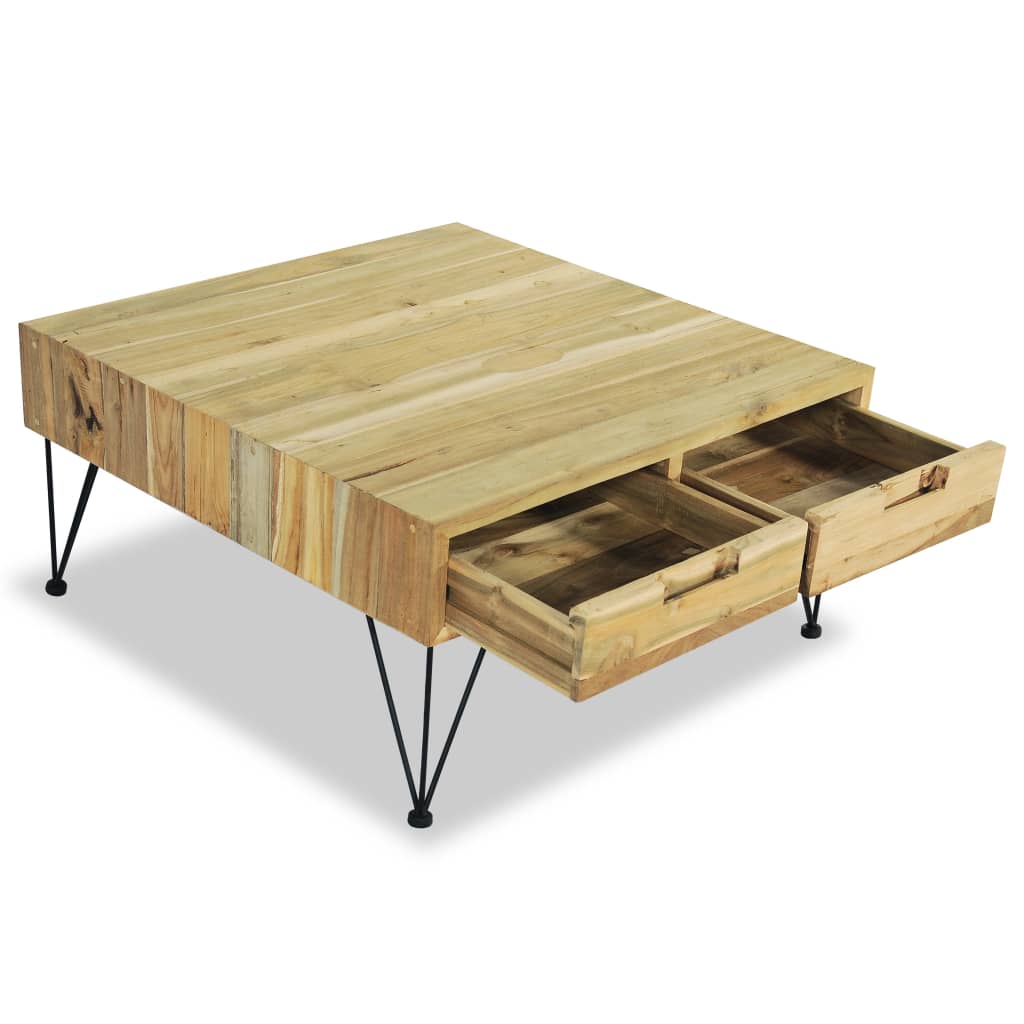 Mesa De Centro De Teca Maciza 80X80X40 Cm
