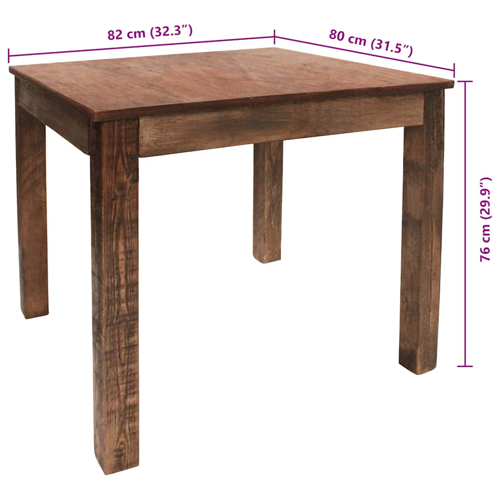 Mesa De Comedor De Madera Reciclada Mixta 82X80X76 Cm