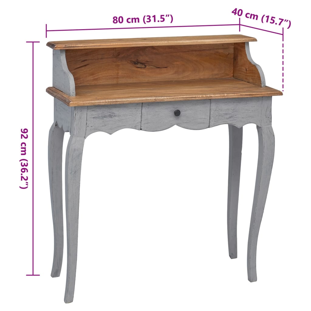 Escritorio De Madera Maciza De Caoba 80X40X92 Cm
