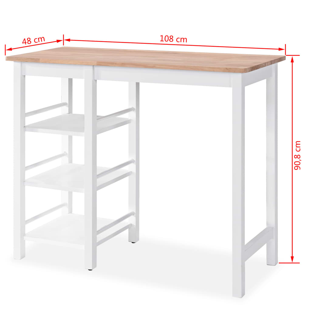 Conjunto De Mesa Alta De Cocina 3 Piezas Mdf