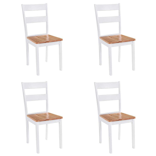 Sillas De Comedor 4 Unidades Madera Maciza De Caucho Blanco