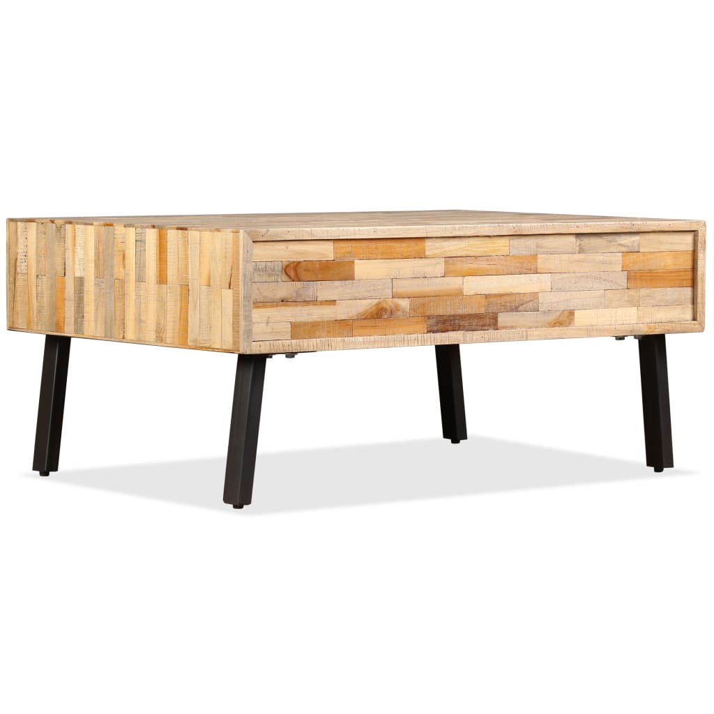 Mesa De Centro De Teca Maciza Reciclada 90X65X40 Cm