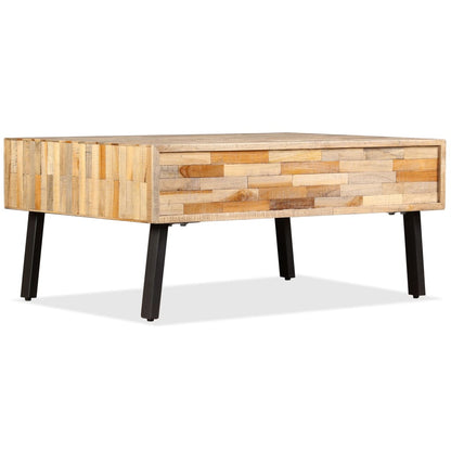 Mesa De Centro De Teca Maciza Reciclada 90X65X40 Cm